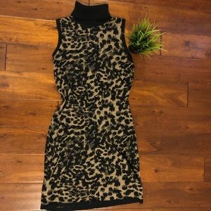 Calvin Klein turtleneck animal print knit dress